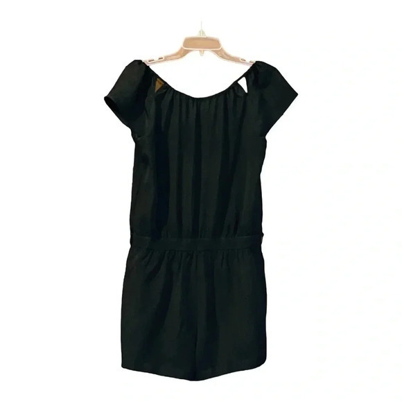 EXPRESS BLACK SHORT ROMPER TIE FRONT WITH SHOULDER CUT OUTS SIZE SMALL - Picture 1 of 8